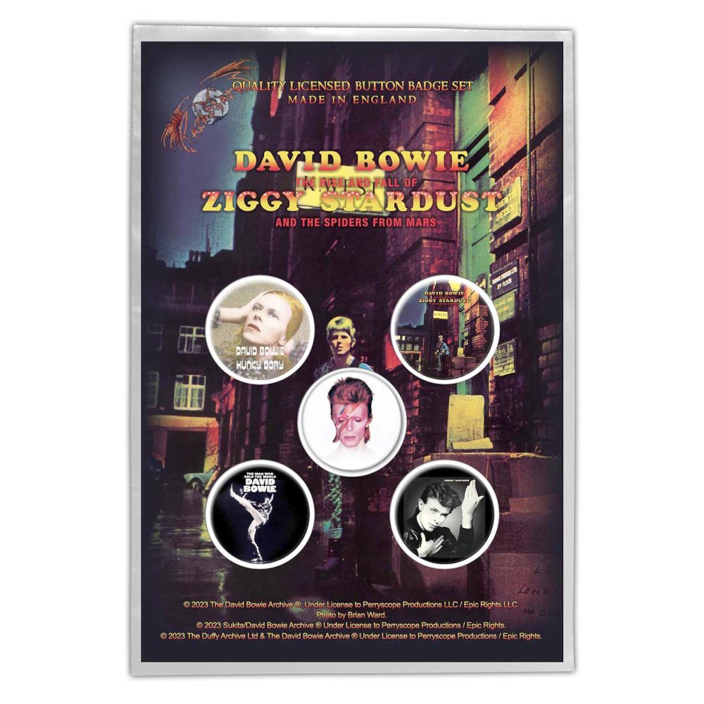 David Bowie - Early Albums Button pin - 5er Set - Mehrfarben